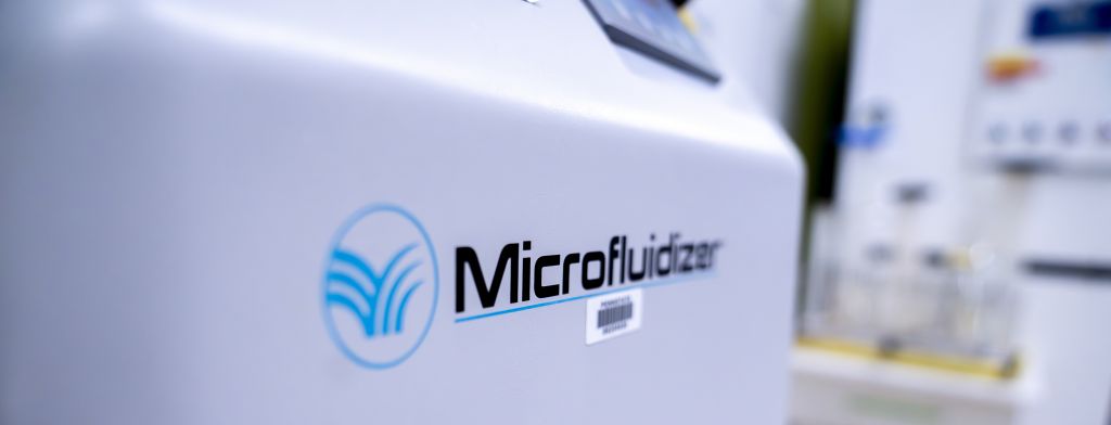 Closeup detail image of the Microfluidics LM20 Microfluidizer