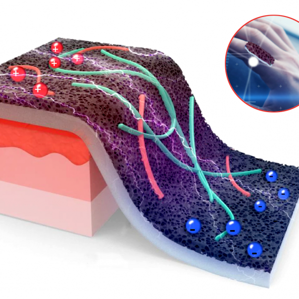 The flexible sensor, ideal for use in the human body, uses laser-induced graphene to simultaneously but separately measure temperature and strain, potentially enabling better wound healing monitoring by providing clearer insights into inflammation and recovery. Credit: Jennifer M. McCann. All Rights Reserved.