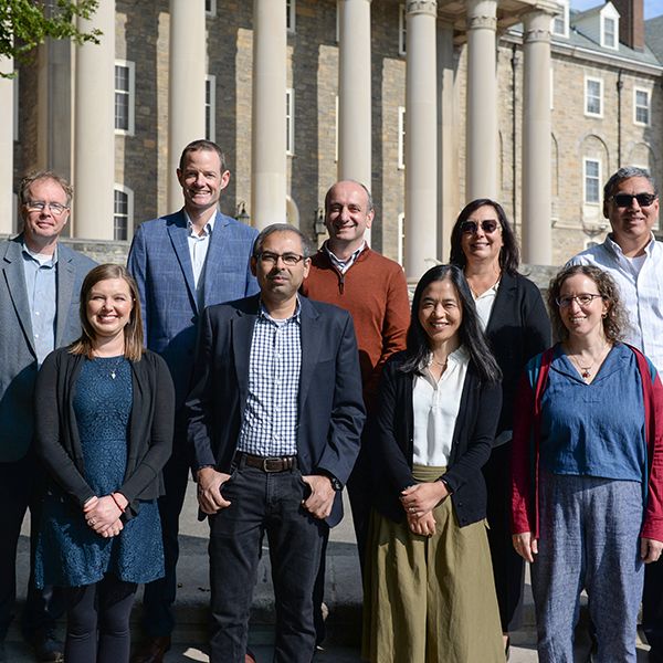 Nine faculty members were named the 2024 IEE Fellows. In the front row, from left, are Heather Preisendanz, Nilanjan Ray Chaudhuri, Li Li and Miriam Freedman. In the back row, from left, are Adri van Duin, Charles Anderson, Armen Kemanian, Siela Maximova, Enrique Gomez (Not pictured: Karen Fisher-Vanden) Credit: Kevin Sliman. All Rights Reserved.