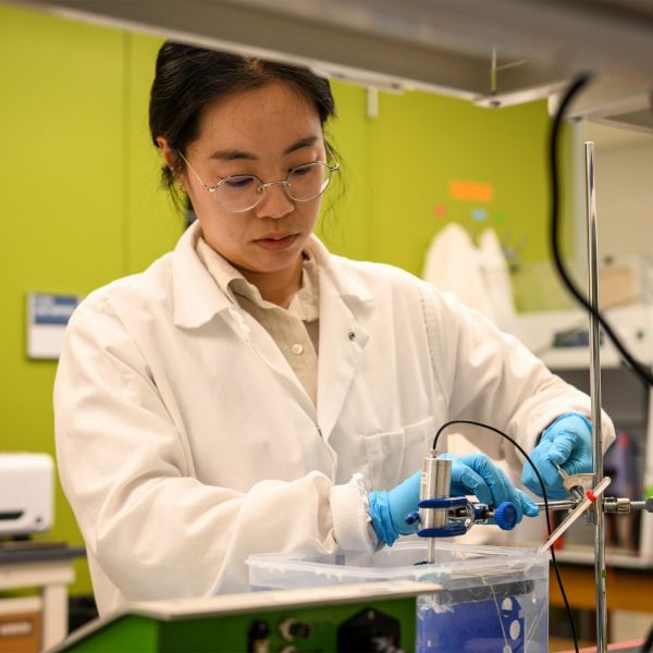 Inhye Kim, an assistant research professor of biomedical engineering at Penn State, works in the lab at the Chemical and Biomedical Engineering Building at University Park.   Credit: Poornima Tomy/Penn State. All Rights Reserved.